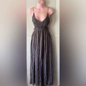Wishlist Gray fit and flare  Maxi dress crochet top empire elastic waist large